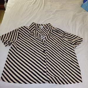 A New Day Black and Cream Diagonal Stripe Shirt